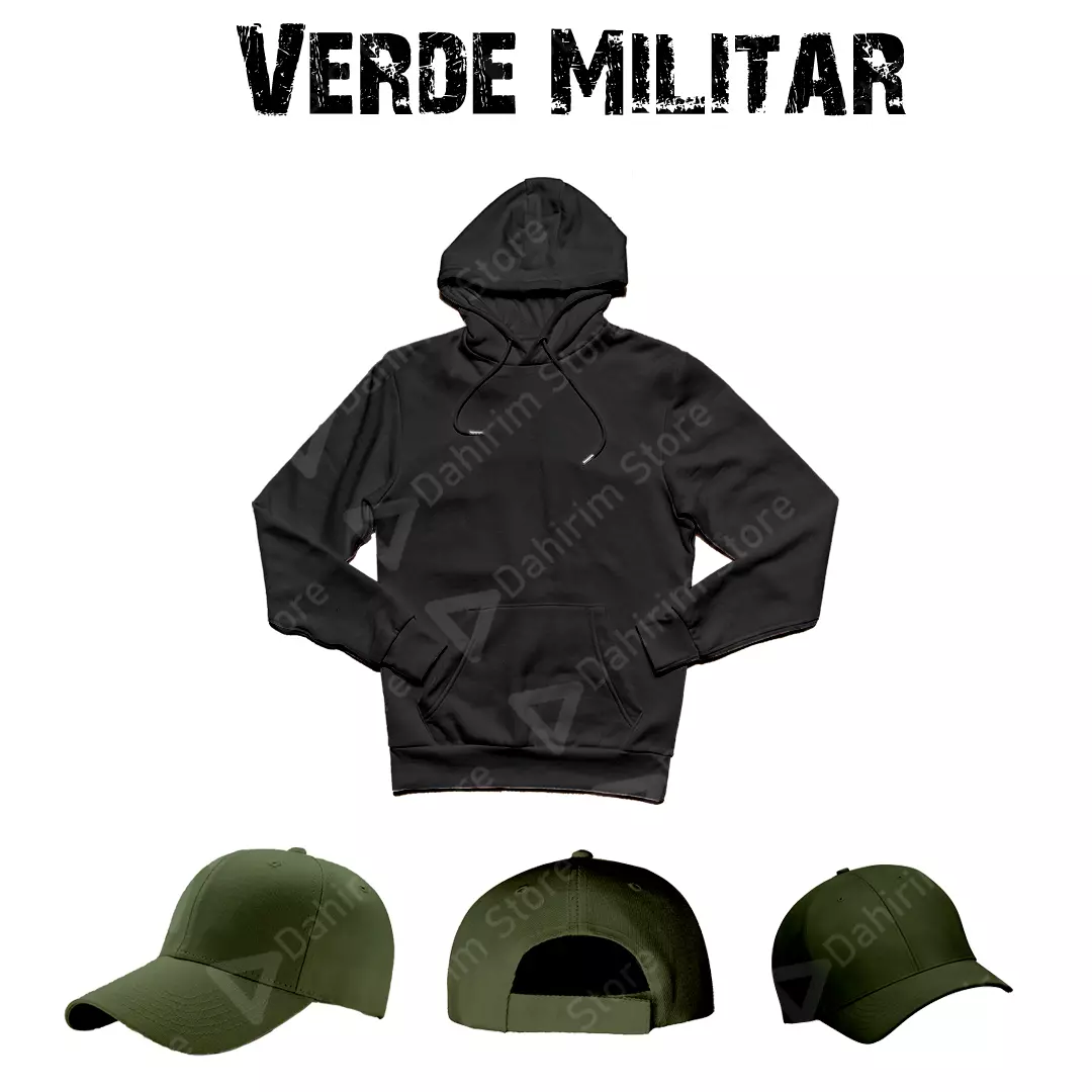 Conjunto Sudadera Gorra Verde Militar