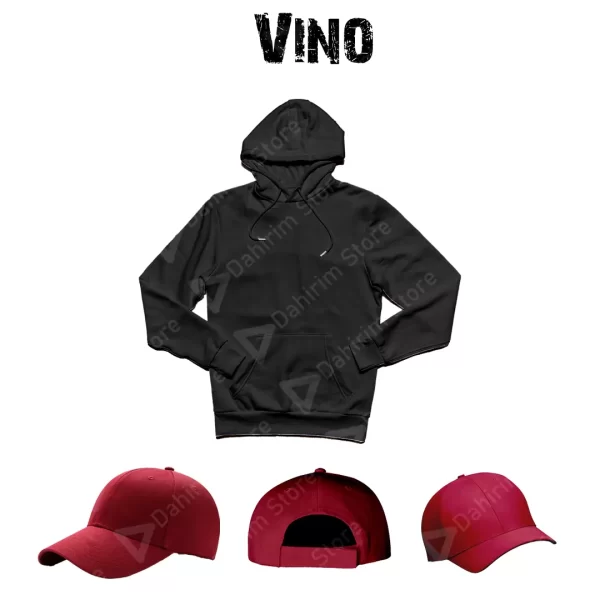 Conjunto Sudadera Gorra Vino